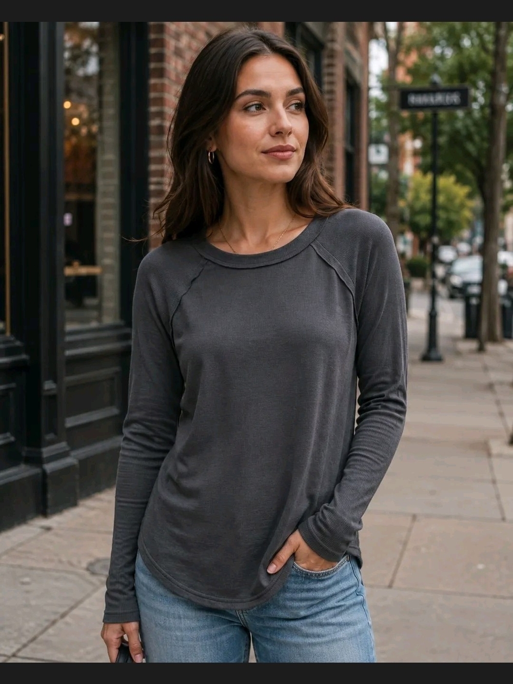 We The Free Charcoal Long Sleeve Tee